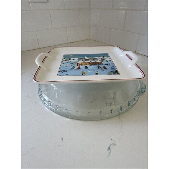 Villeroy & Boch Naif Christmas Square Handled Cake Plate Luxembourg 8" - Picture 7 of 12